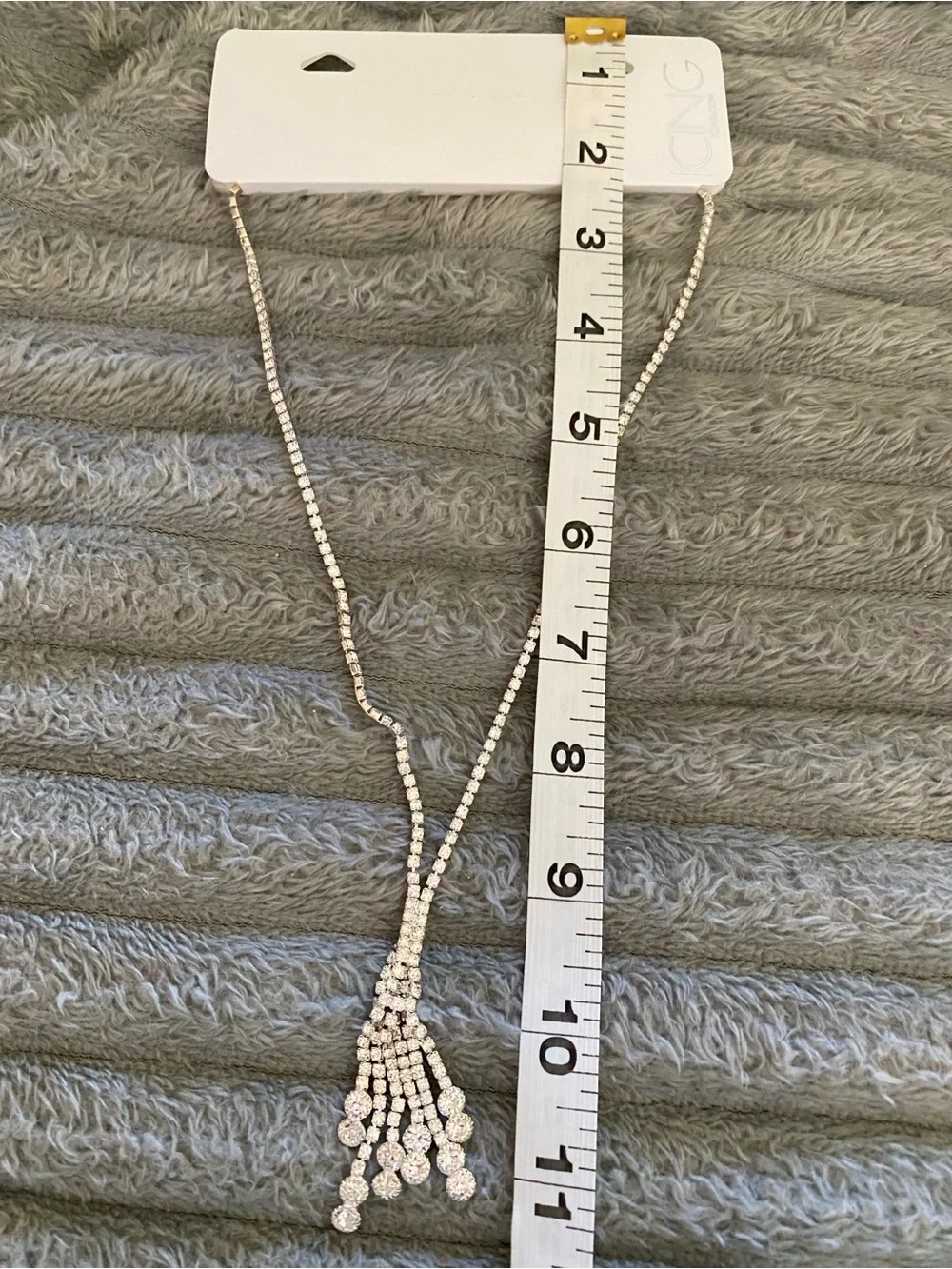 1-Sparkling Crystal Tassel Long Necklace